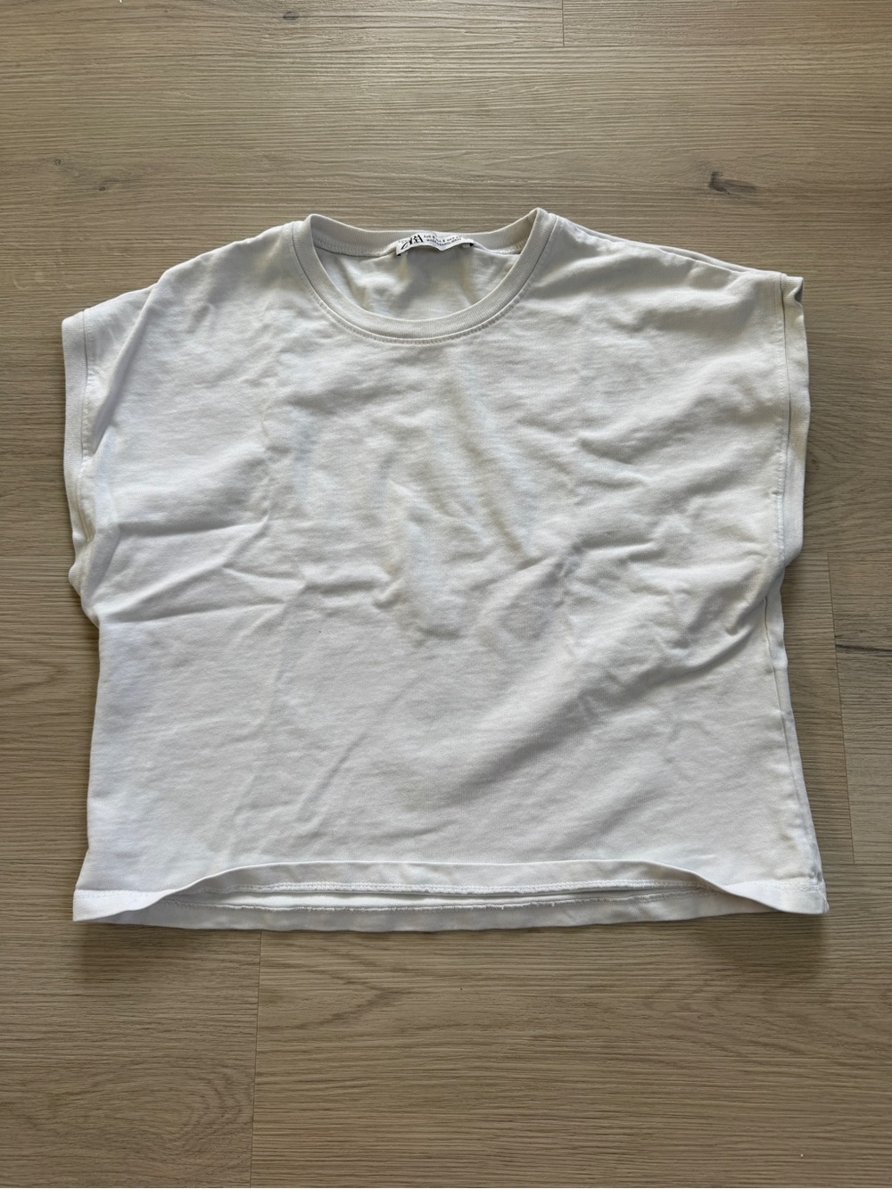 Zara White Layered Short Sleeve Top Women’s Small Minimalist Boxy Tee